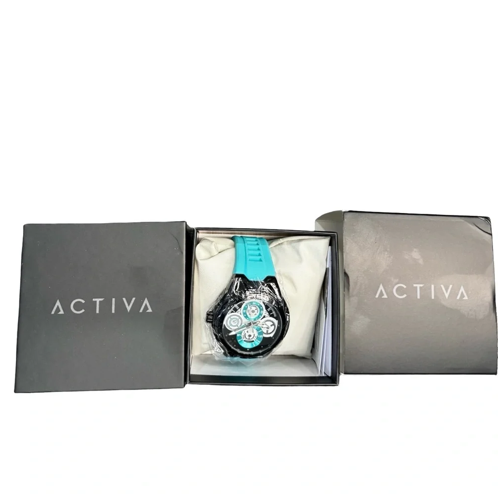 Activa Drift X Invicta Mens 44mm Blue Dial Black Watch BNIB Quartz Sport Style